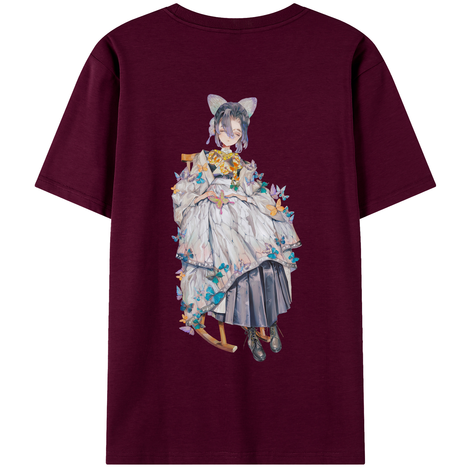 （画像用） 鬼滅の刃（きめつのやいば）蟲柱-胡蝶 しのぶ／こちょう しのぶ Kochou Shinobu レディース半袖Tシャツ(バックプリント)